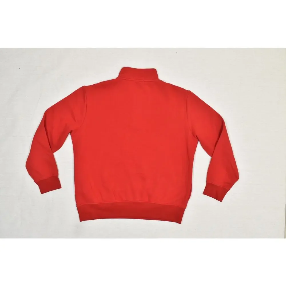 Polo Ralph Lauren Men's Large Red 1/4 Zip Pullover Fleece Sweatshirt Blue Pony L